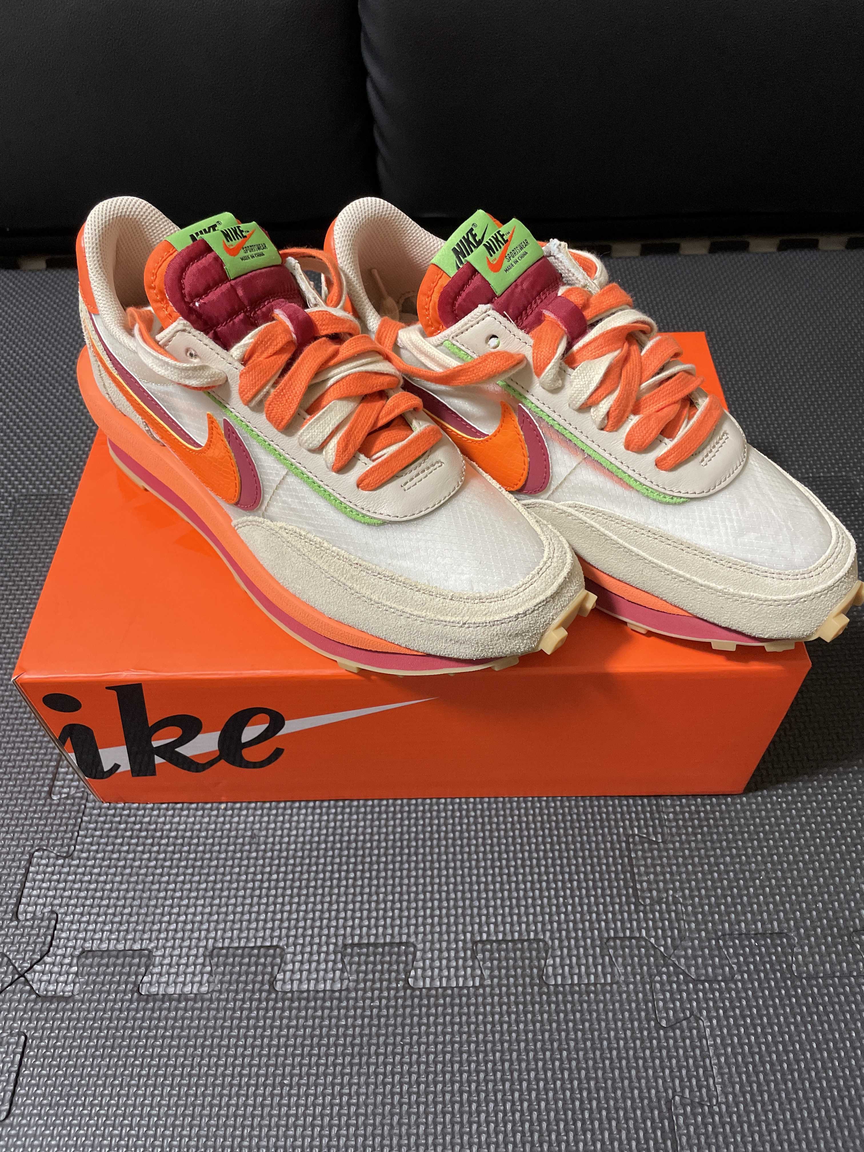 CLOT × Sacai × Nike LD Waffle "Orange Blaze"