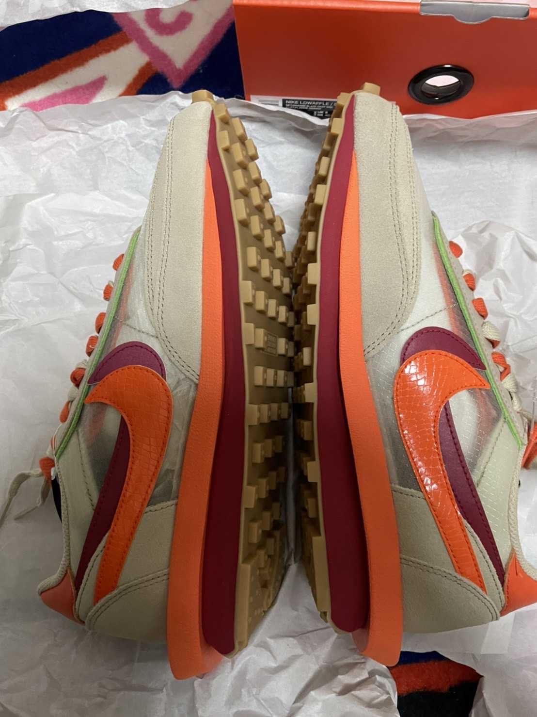 CLOT × Sacai × Nike LD Waffle "Orange Blaze"