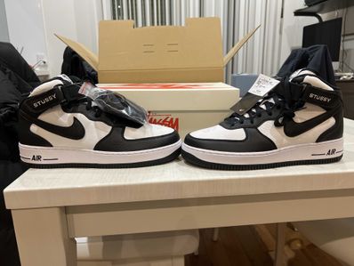 Stussy × Nike Air Force 1 Mid "Black and Light Bone"