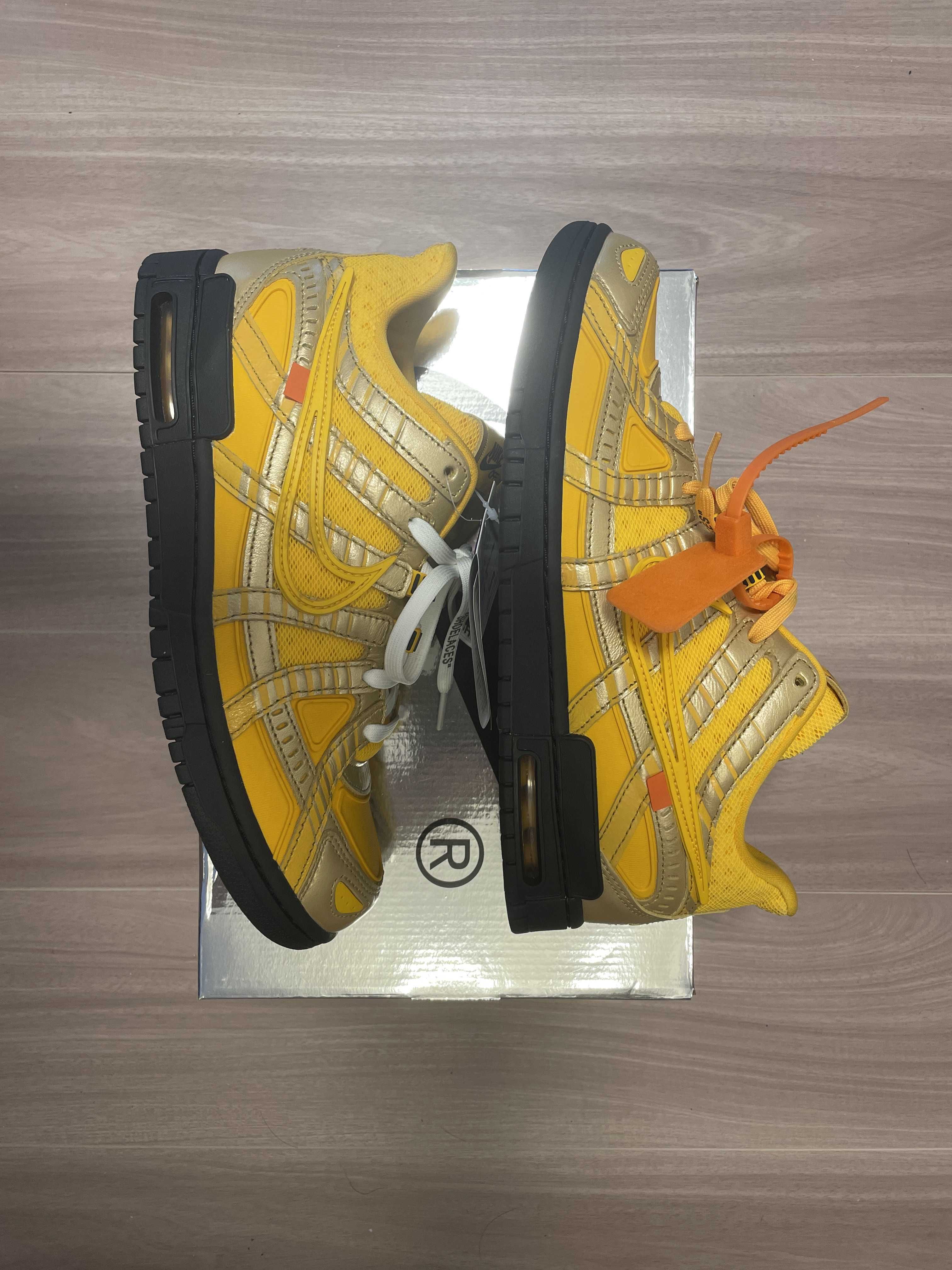 Off-White × Nike Air Rubber Dunk "University Gold" 