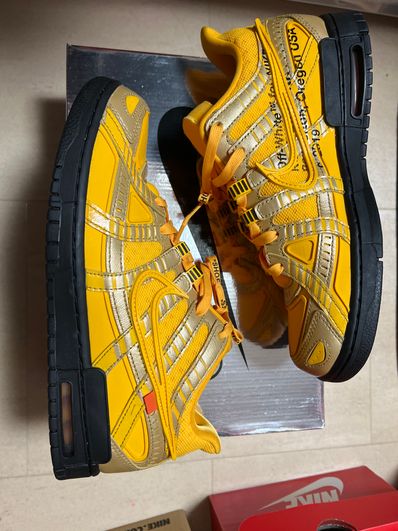 Off-White × Nike Air Rubber Dunk "University Gold"