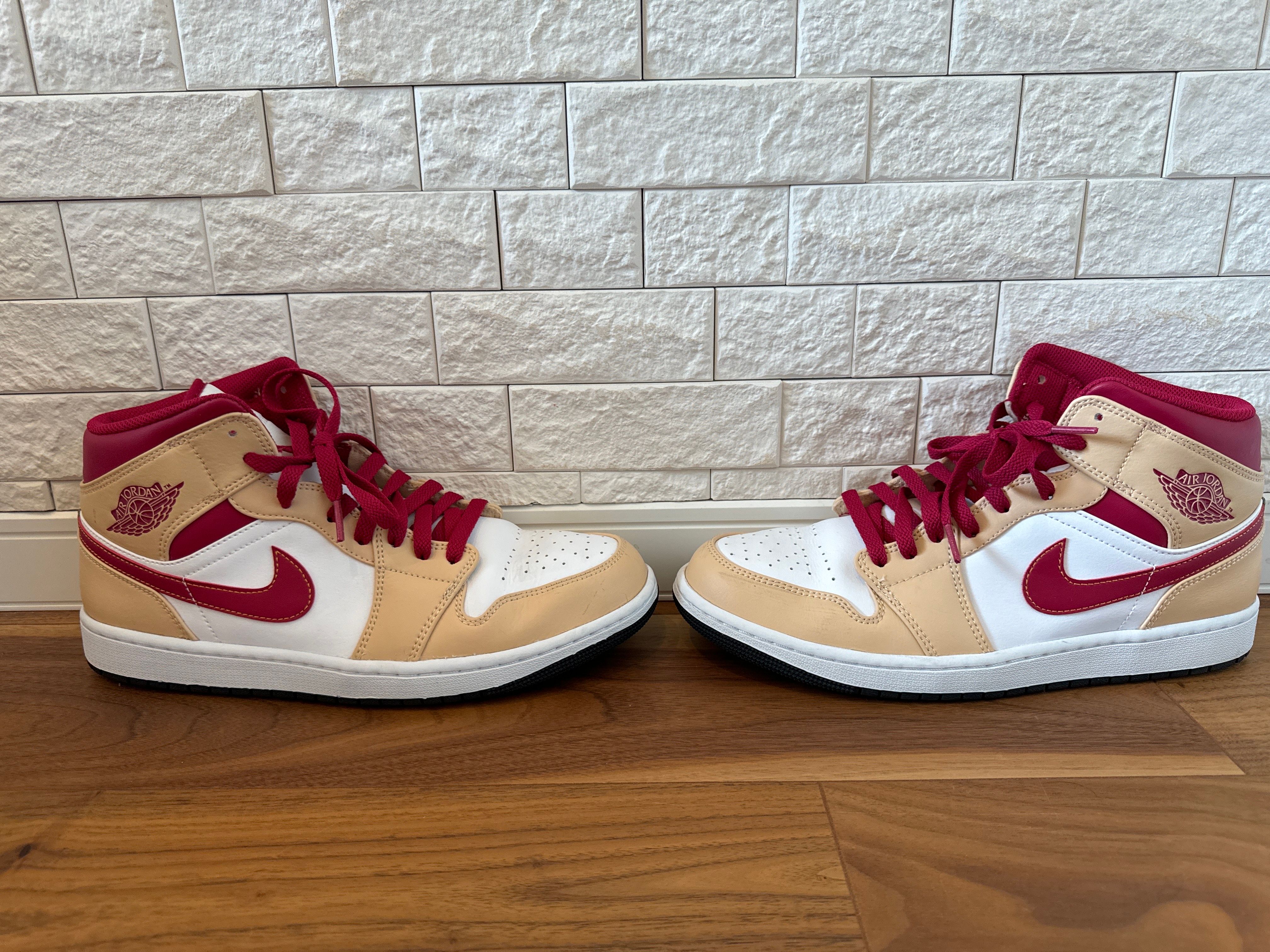 Nike Air Jordan 1 Mid "Beige/Cardinal Red"