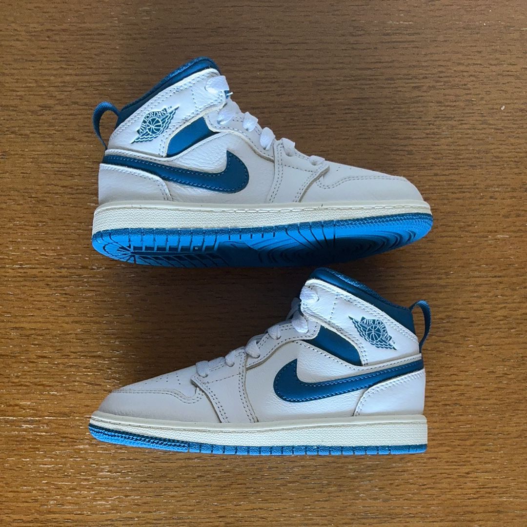 Nike PS Jordan 1 Mid SE "White/Sail/Industrial Blue"