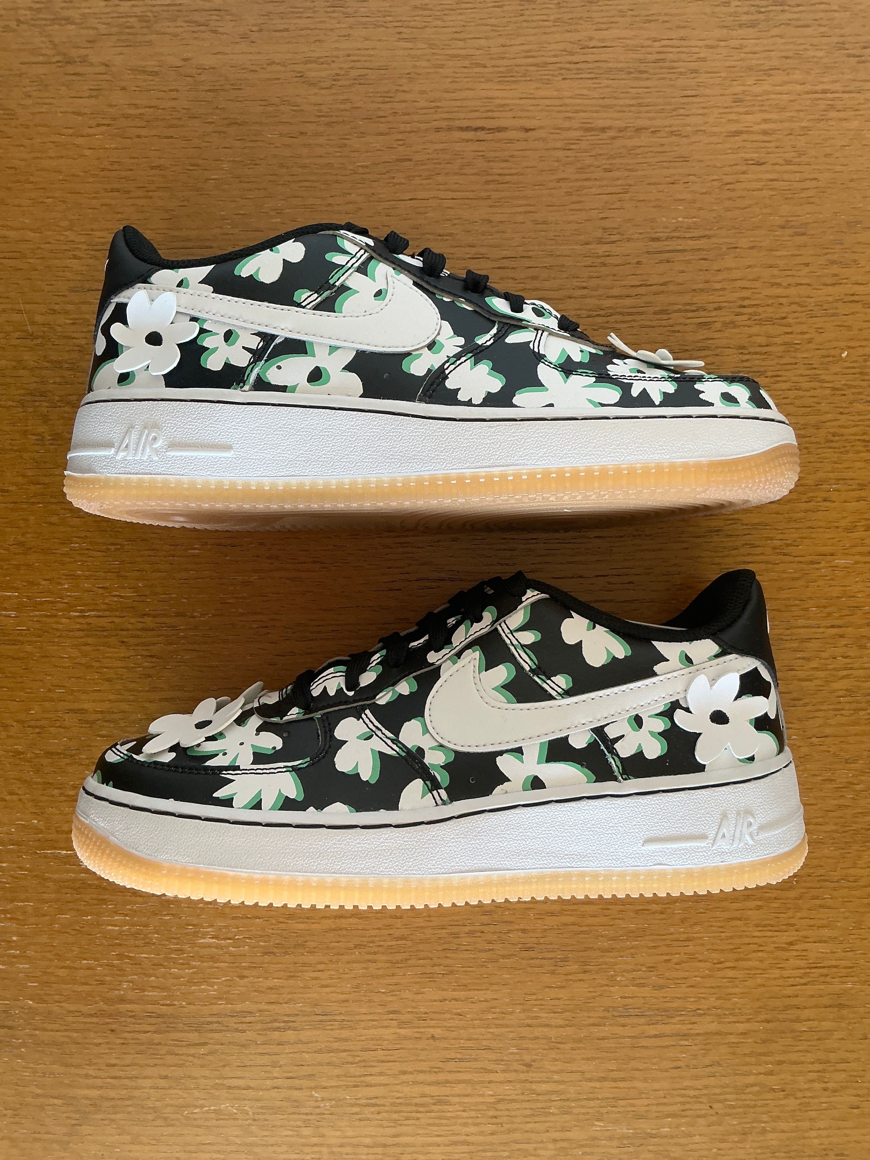 Nike GS Air Force 1 LV8 "Black/Spring Green/Gum Light Brown/White"