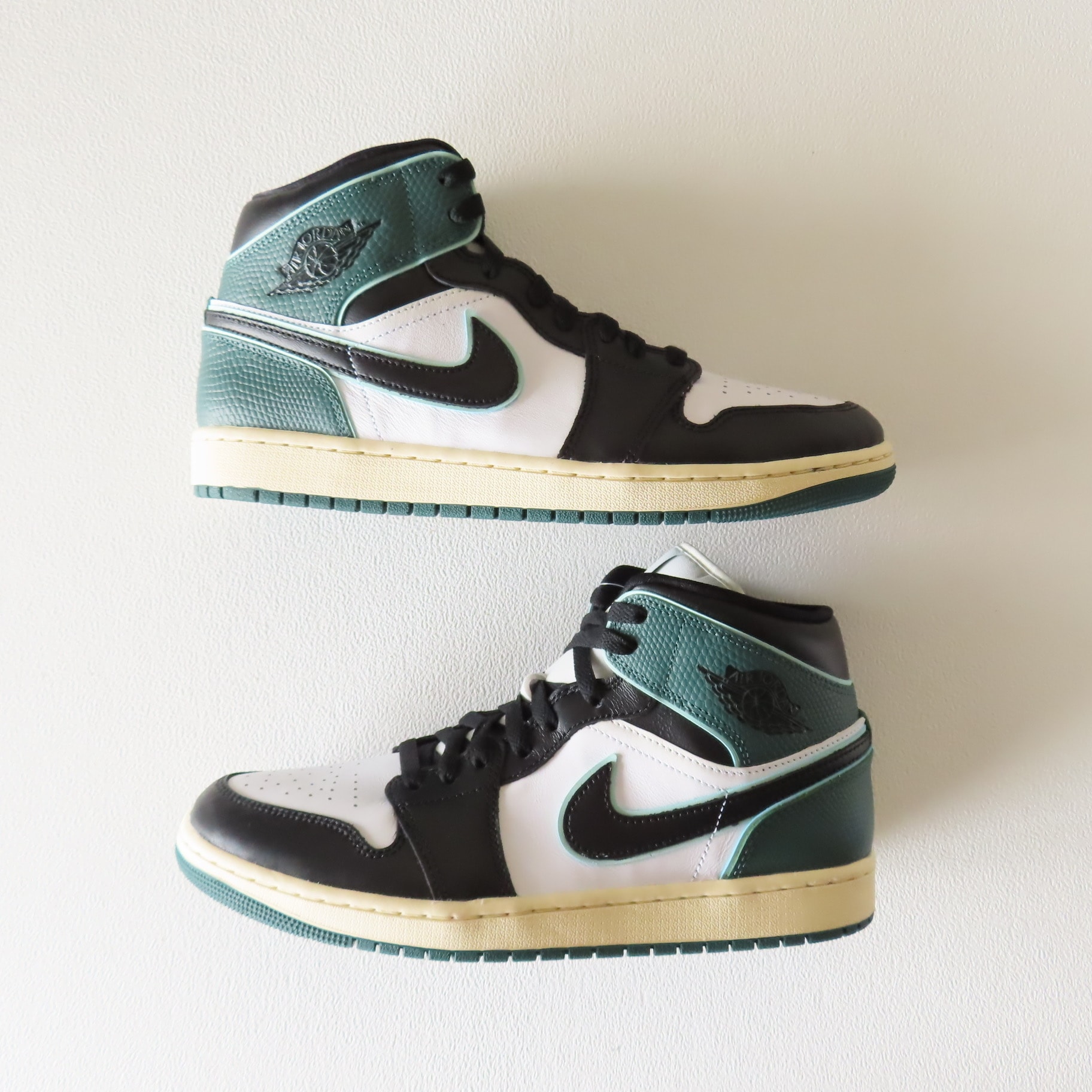 Nike Women's Air Jordan 1 Mid "White/Black/Light Dew/Oxidized Green/Sail/Muslin"