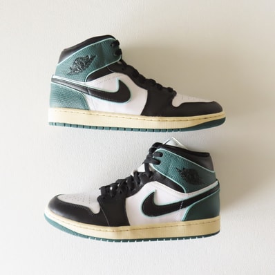 Nike Women's Air Jordan 1 Mid "White/Black/Light Dew/Oxidized Green/Sail/Muslin"