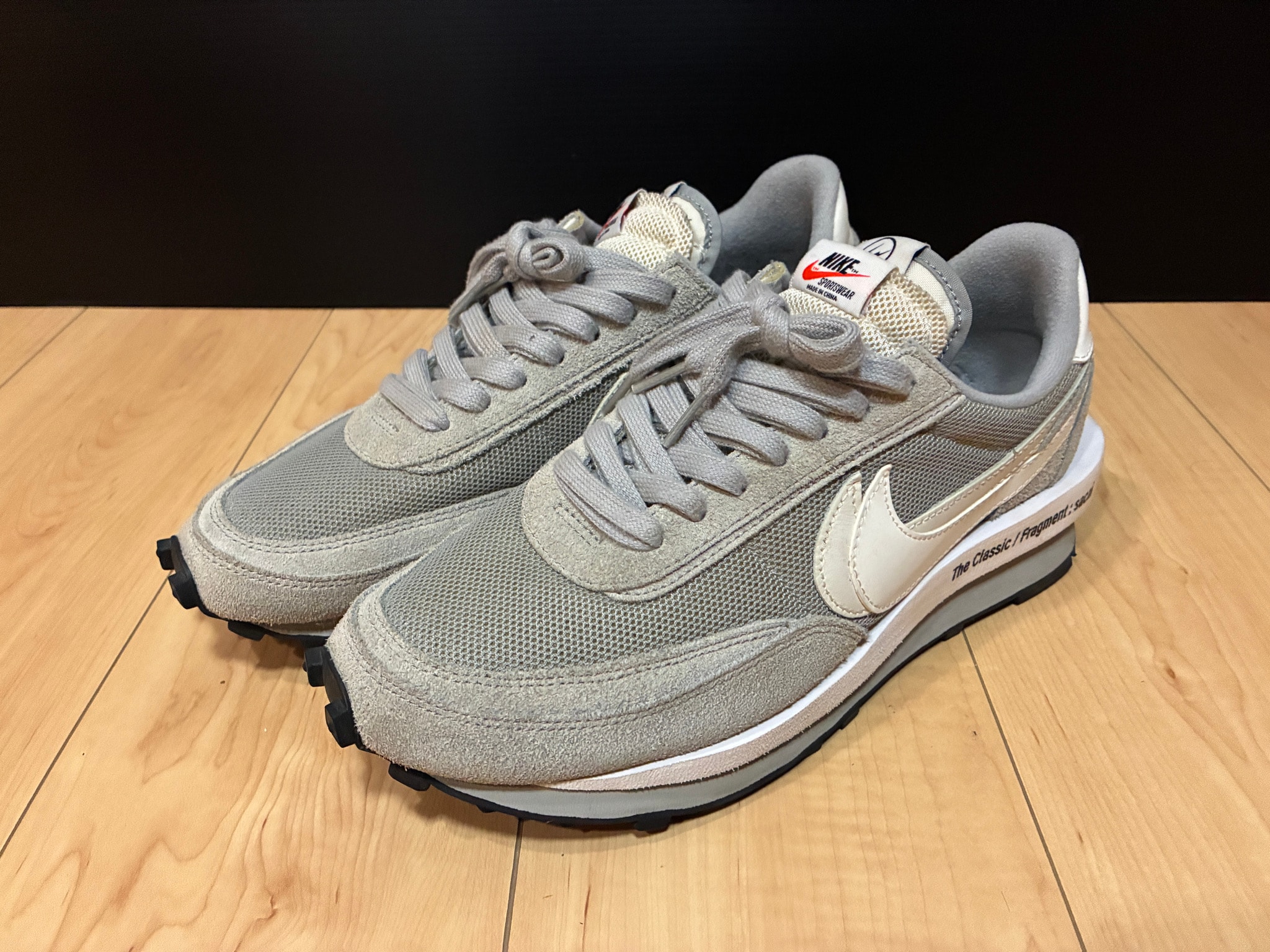 fragment design × sacai × Nike LD Waffle "Light Smoke Grey"
