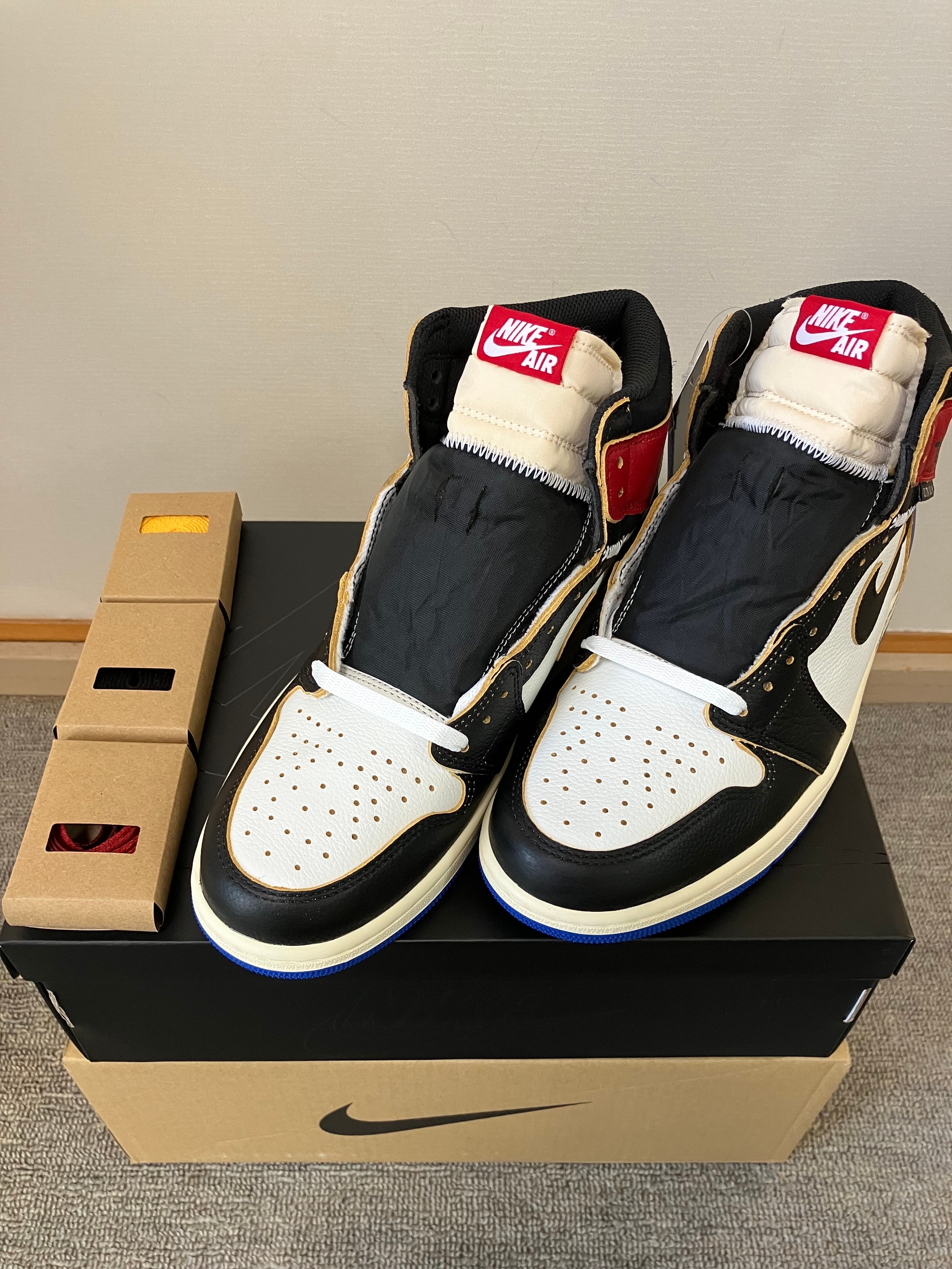 fragment design × UNION × Nike Air Jordan 1 High OG "Black/Varsity Red"