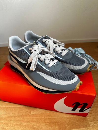 CLOT × Sacai × Nike LD Waffle "Grey Obsidian/Cool Grey"