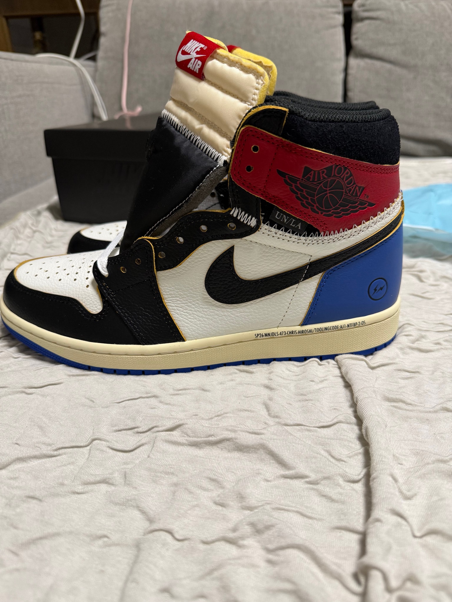 fragment design × UNION × Nike Air Jordan 1 High OG "Black/Varsity Red"
