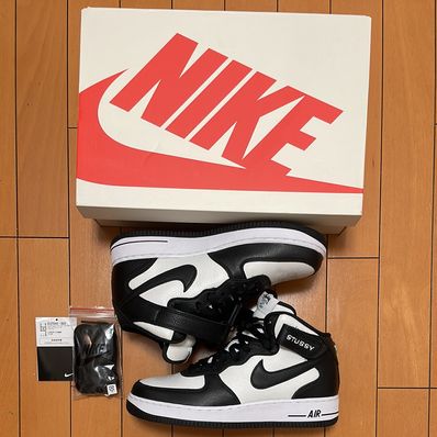 Stussy × Nike Air Force 1 Mid "Black and Light Bone"