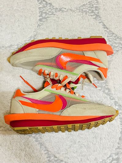 CLOT × Sacai × Nike LD Waffle "Orange Blaze"