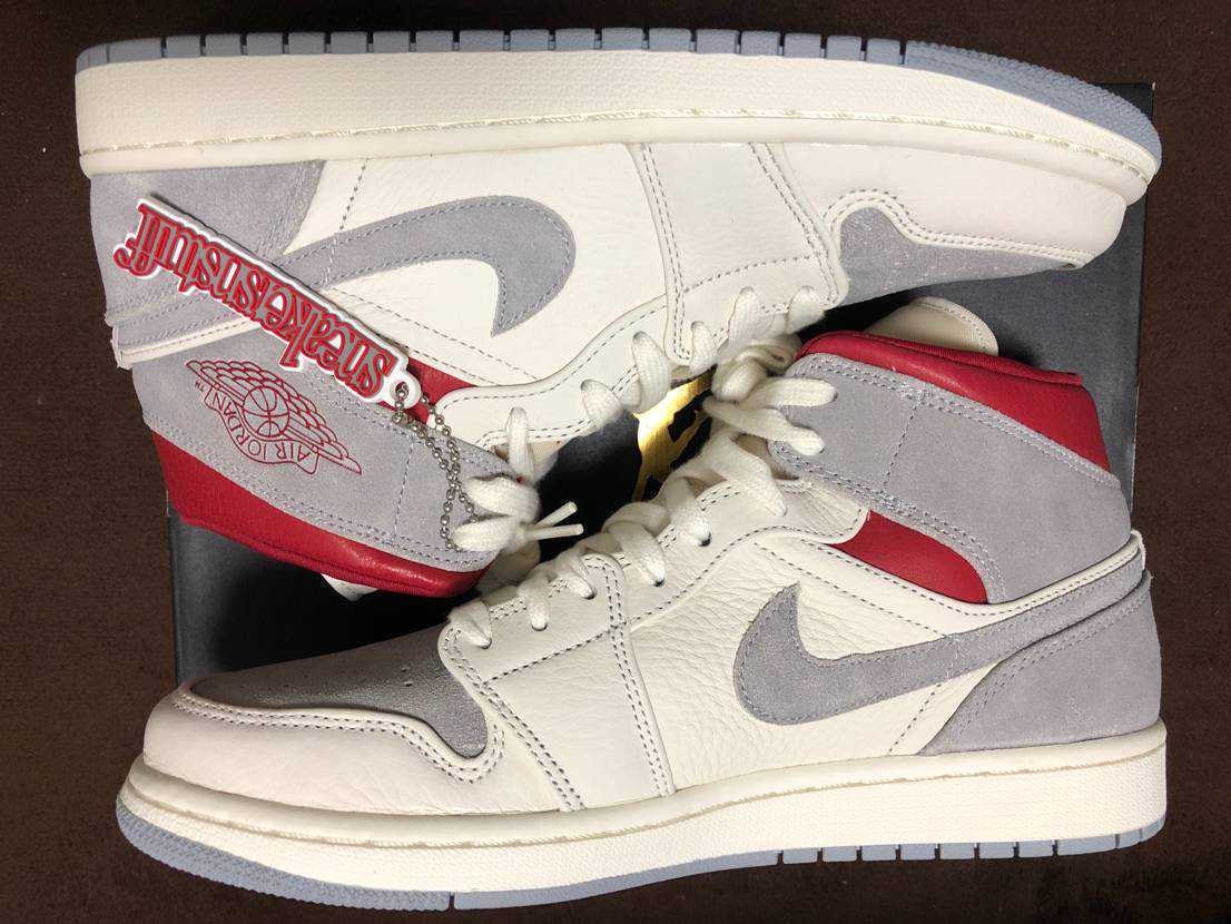 SNS×NIKE AIR JORDAN 1 MID "GREY/RED"