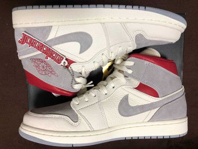 SNS×NIKE AIR JORDAN 1 MID "GREY/RED"