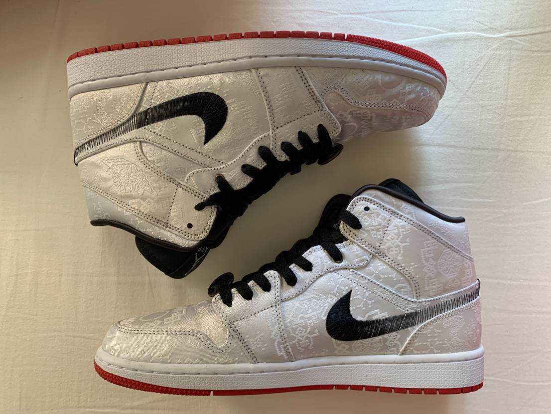 CLOT × Nike Air Jordan 1 Mid SE Fearless "White/Black/Red"