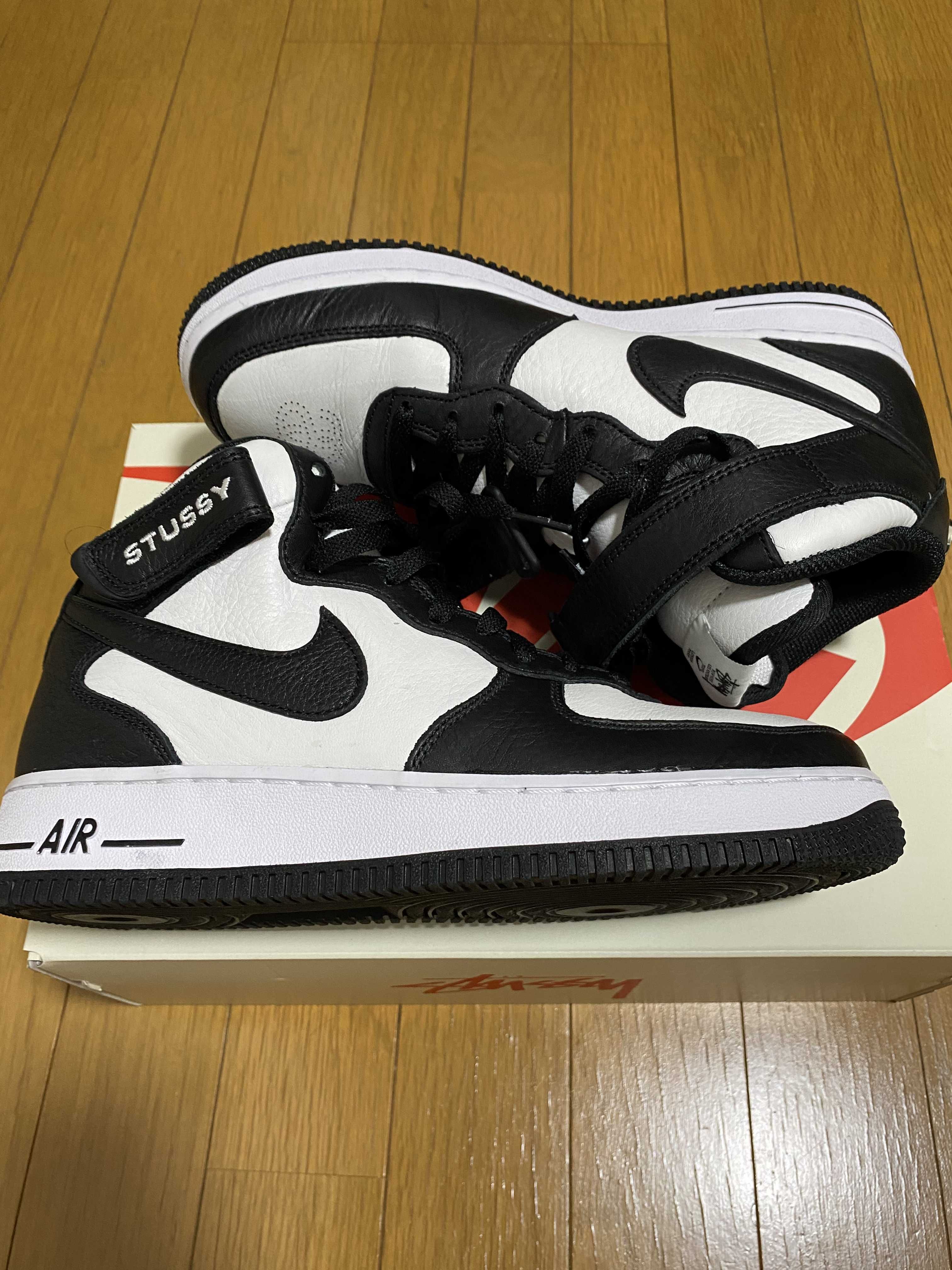 Stussy × Nike Air Force 1 Mid "Black and Light Bone"