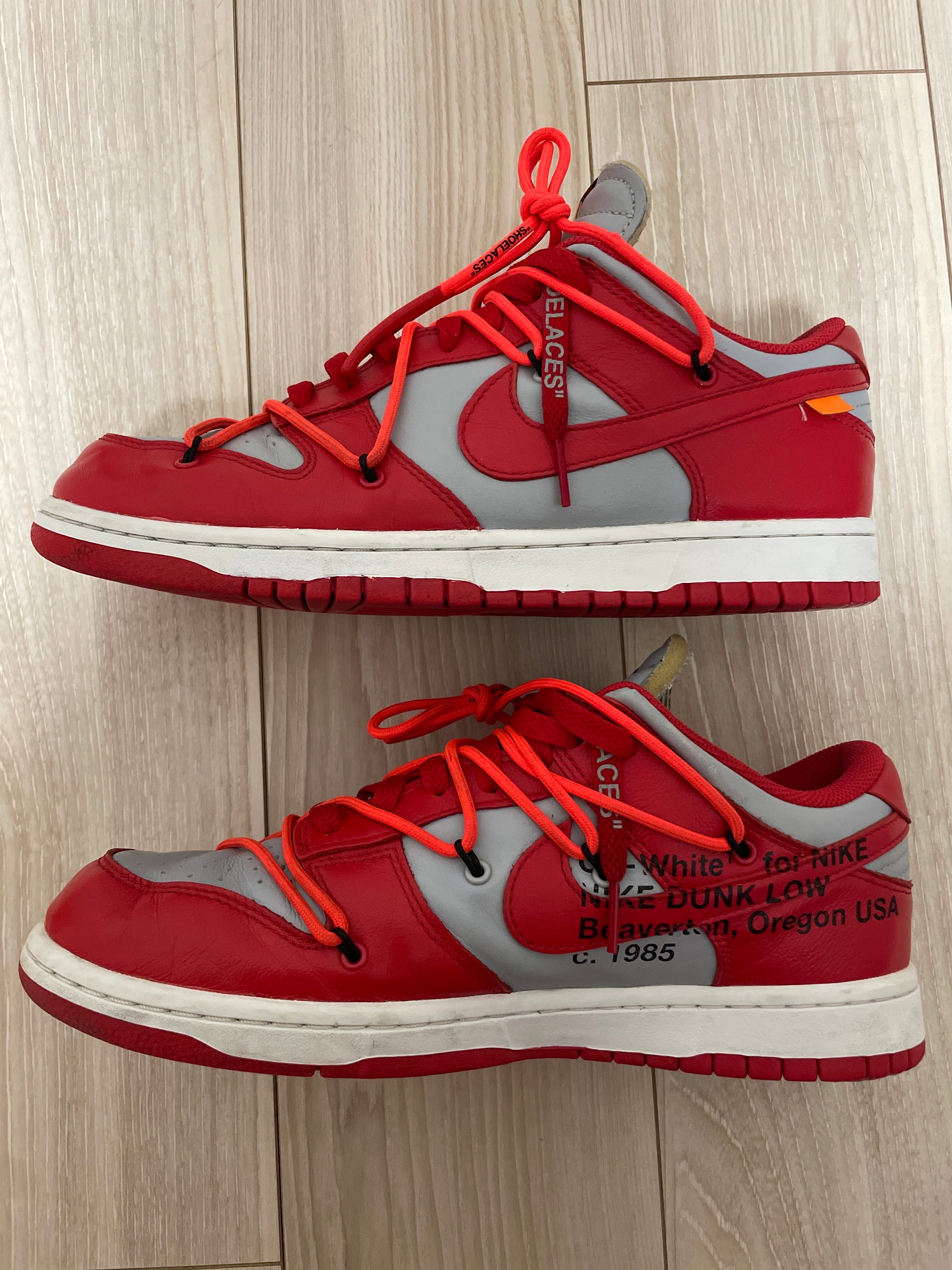 Off-White × Nike Dunk Low "University Red/Wolf Grey"