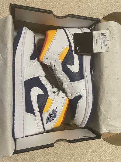 Nike Air Jordan 1 Mid "White/Navy/Yellow"