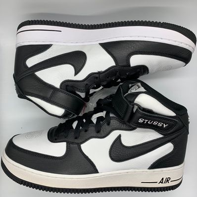 Stussy × Nike Air Force 1 Mid "Black and Light Bone"