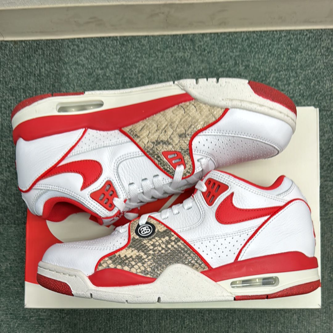 Stussy × Nike Air Flight 89 Low SP "White Habanero Red"
