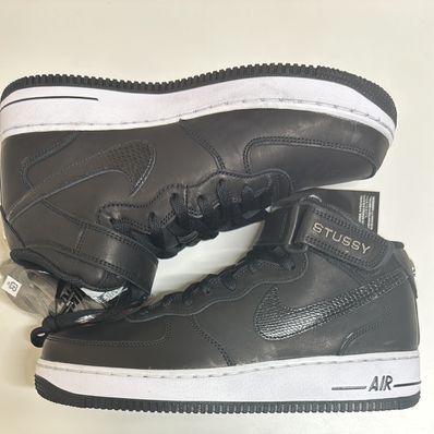Stussy × Nike Air Force 1 Mid "Black/Black"