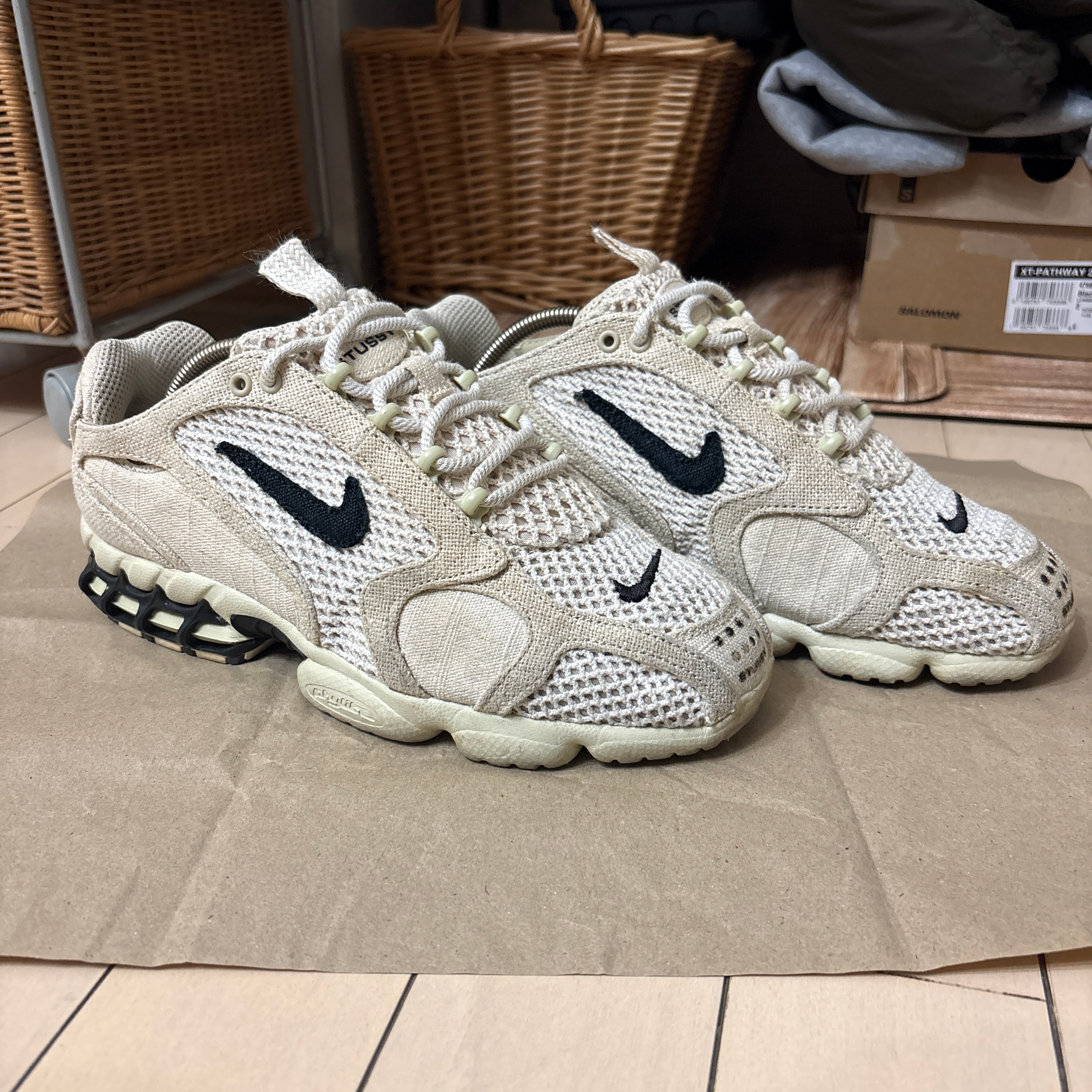 Stussy × Nike Air Zoom Spiridon CG 2 "Fossil/Black"