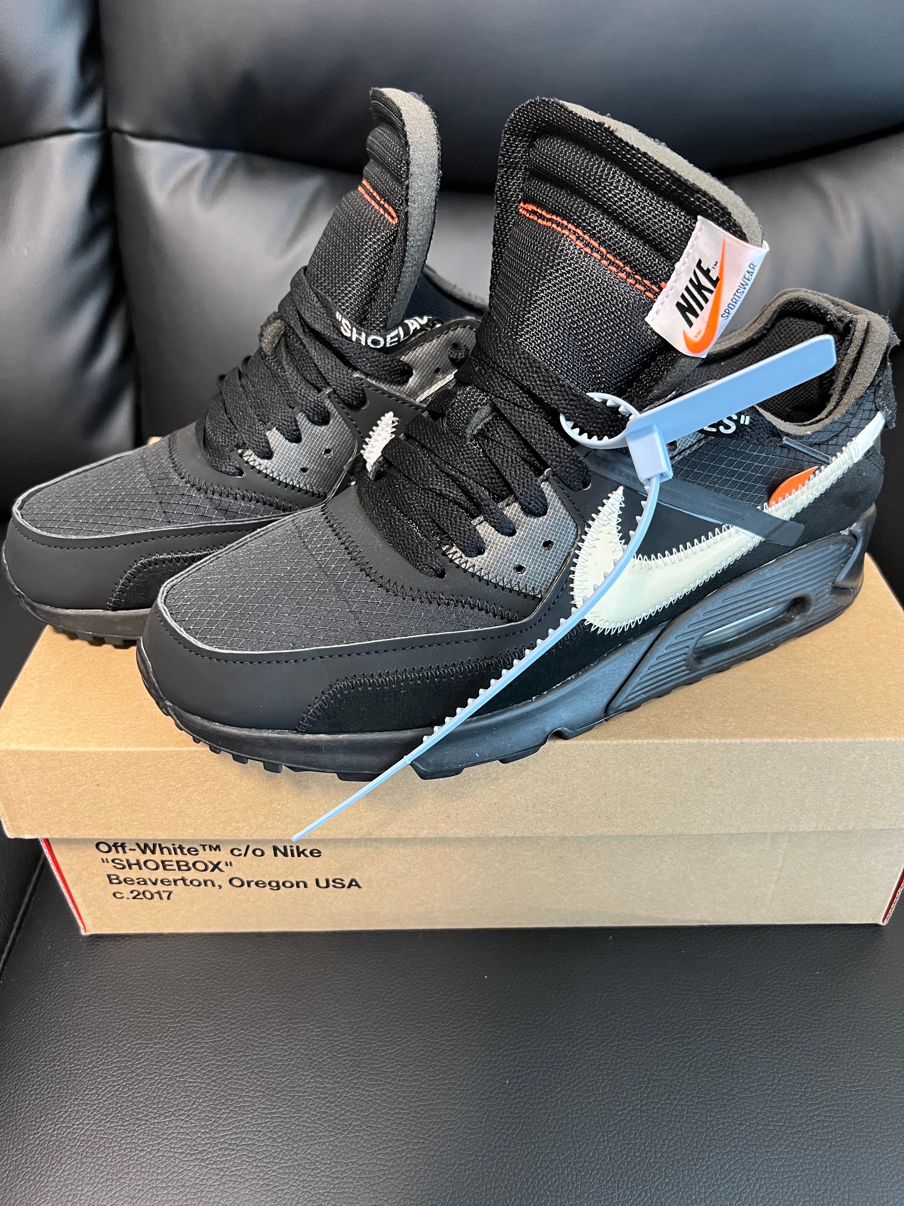 Off-White × Nike Air Max 90 "Black/Black-Cone-White"