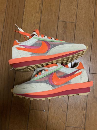 CLOT × Sacai × Nike LD Waffle "Orange Blaze"