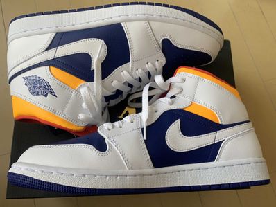 NIKE AIR JORDAN 1 MID "WHITE/NAVY/YELLOW"