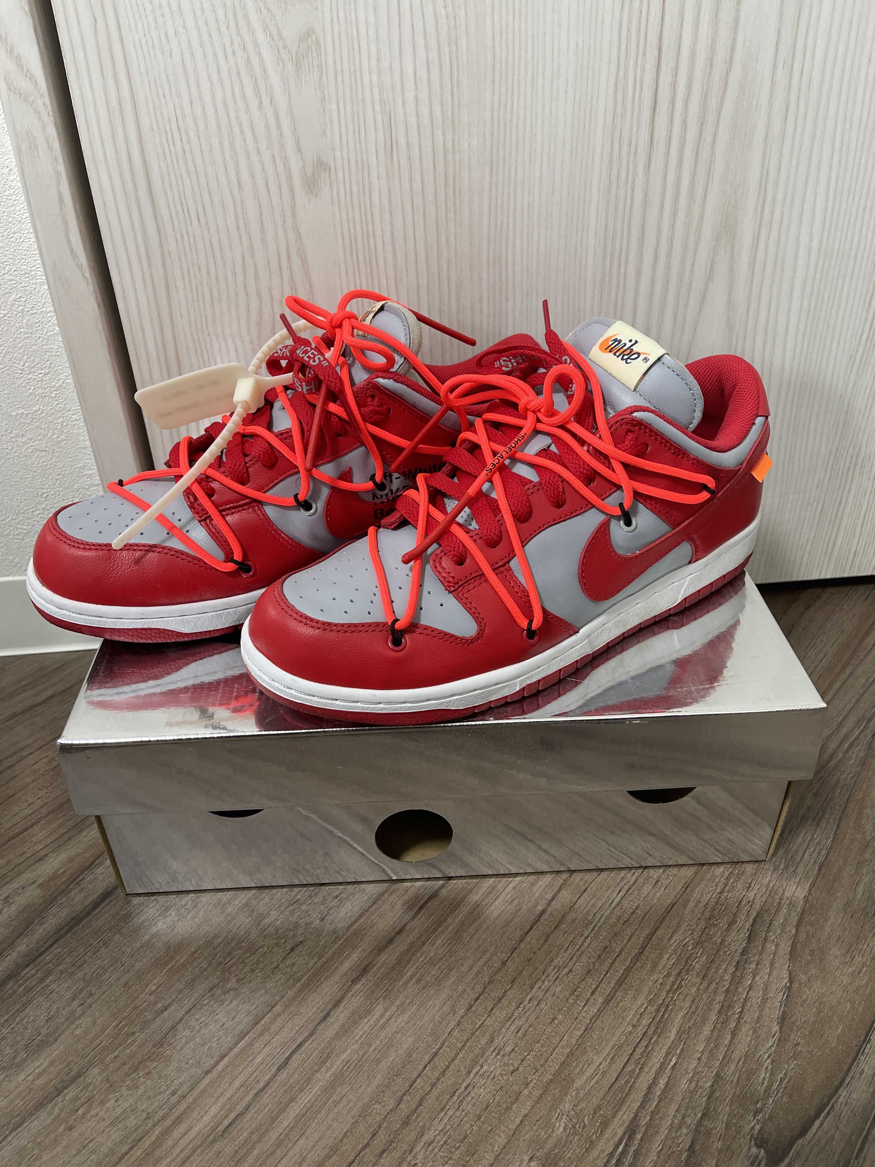 Off-White × Nike Dunk Low "University Red/Wolf Grey"
