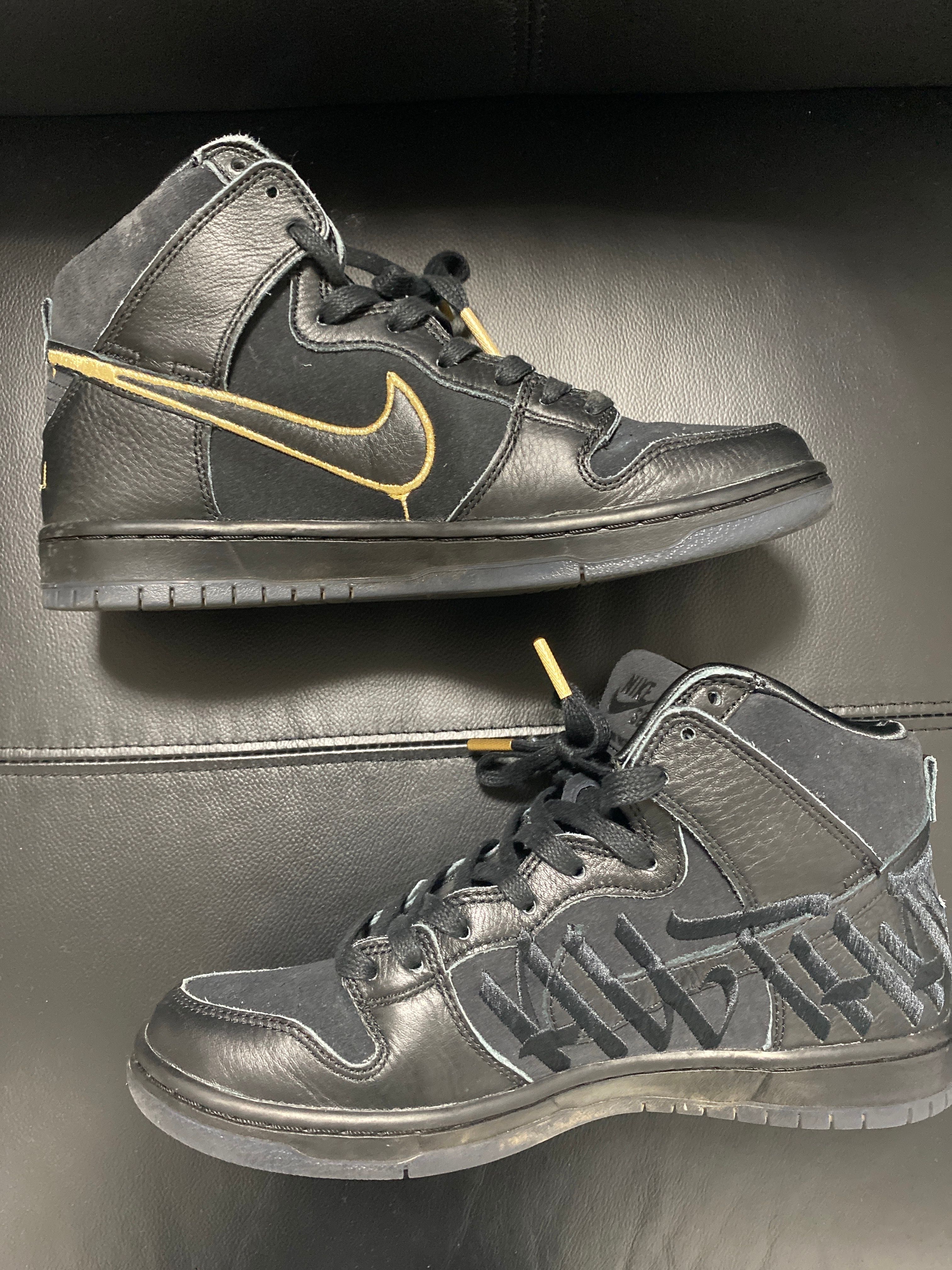 Faust × Nike SB Dunk High "Black and Metallic Gold"