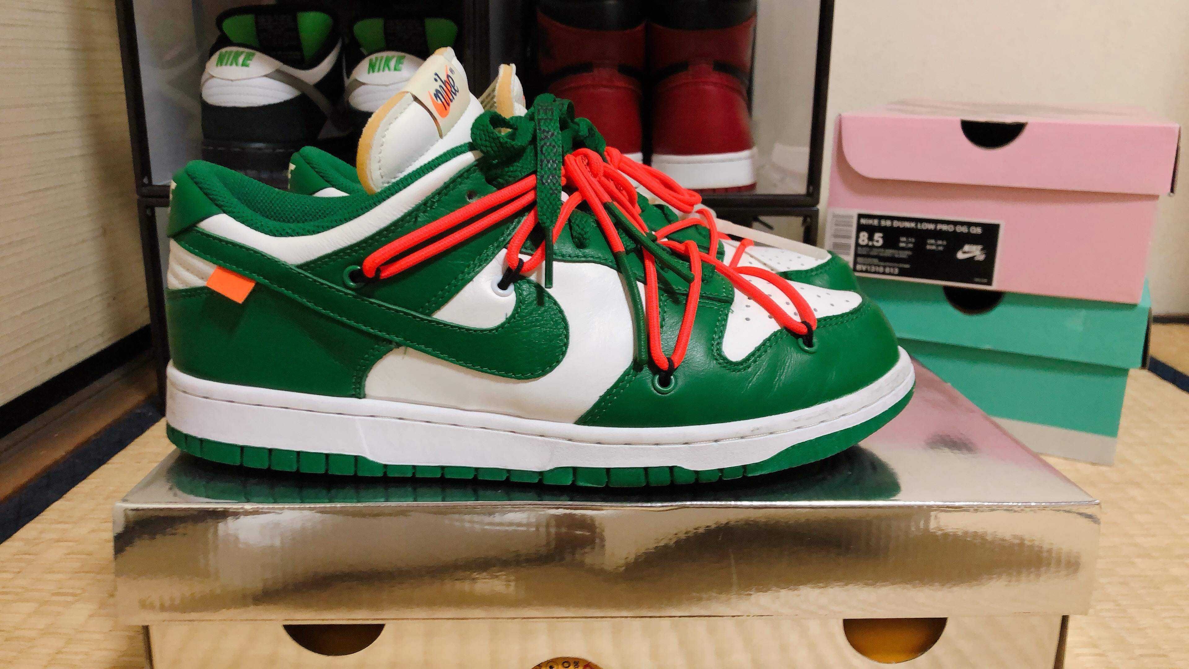 Off-White × Nike Dunk Low "White/Pine Green"