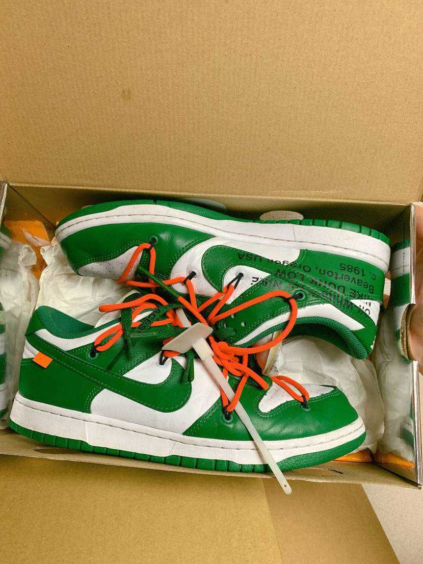 Off-White × Nike Dunk Low "White/Pine Green"