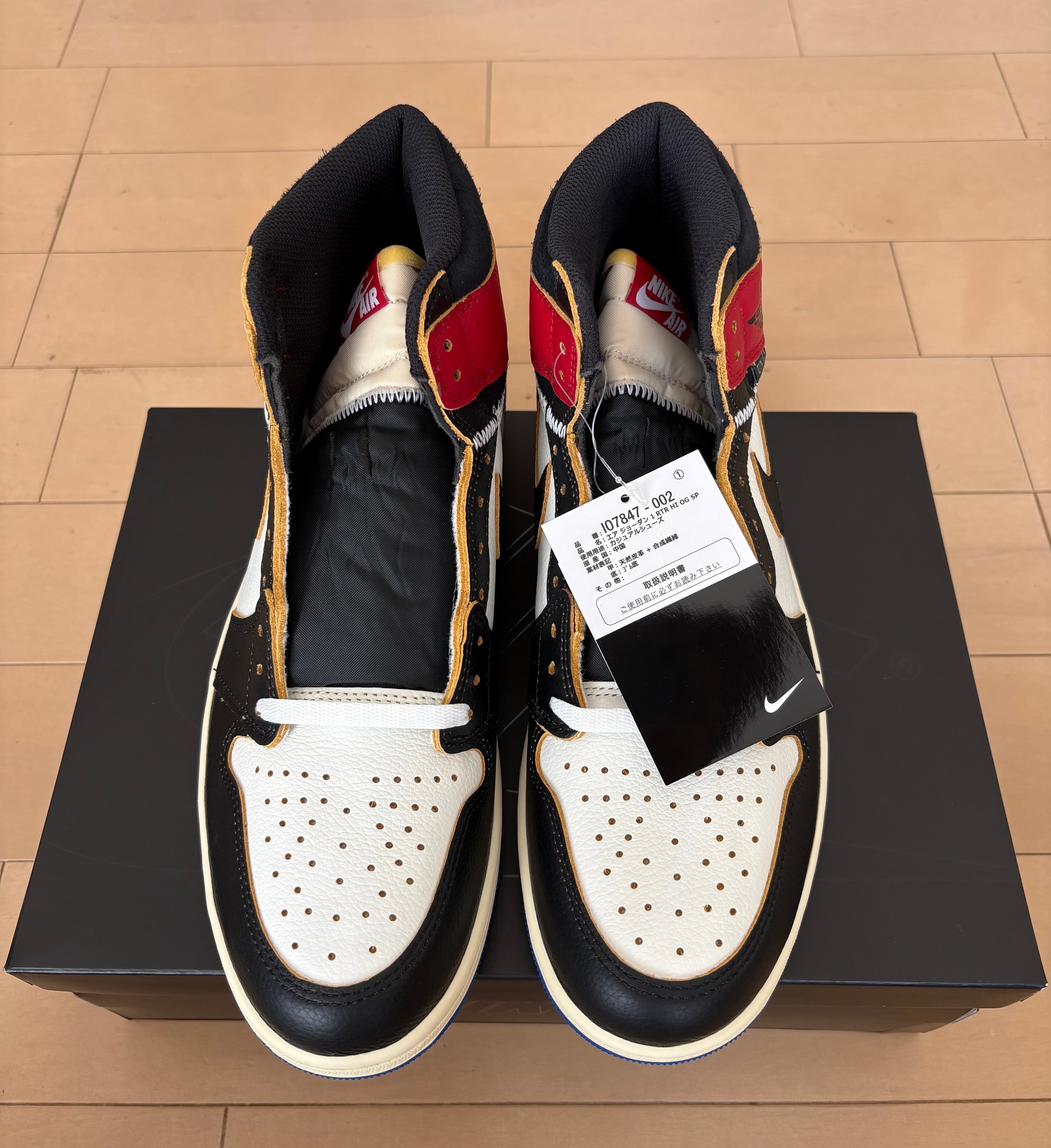 fragment design × UNION × Nike Air Jordan 1 High OG "Black/Varsity Red"