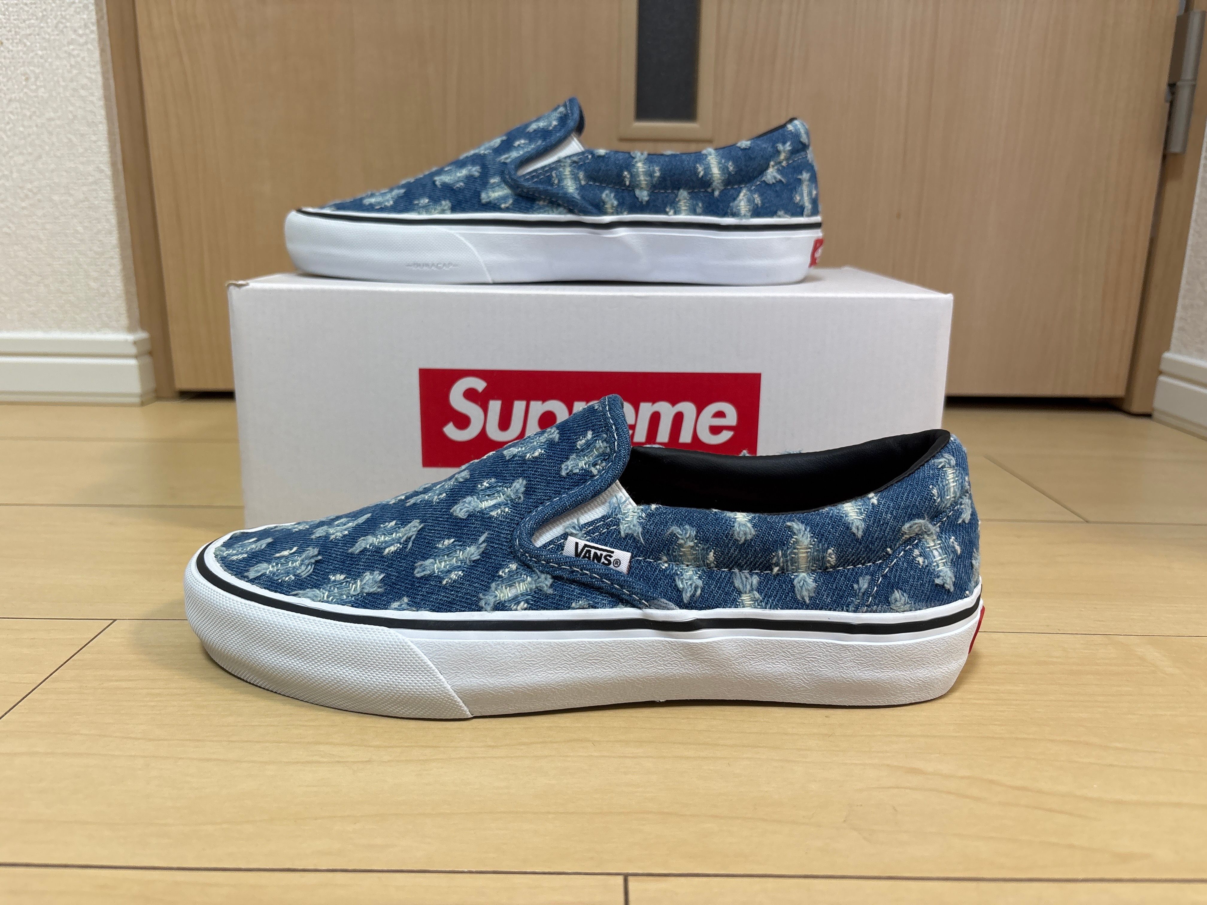 Supreme × Vans Slip-On Hole Punch Denim "Blue"