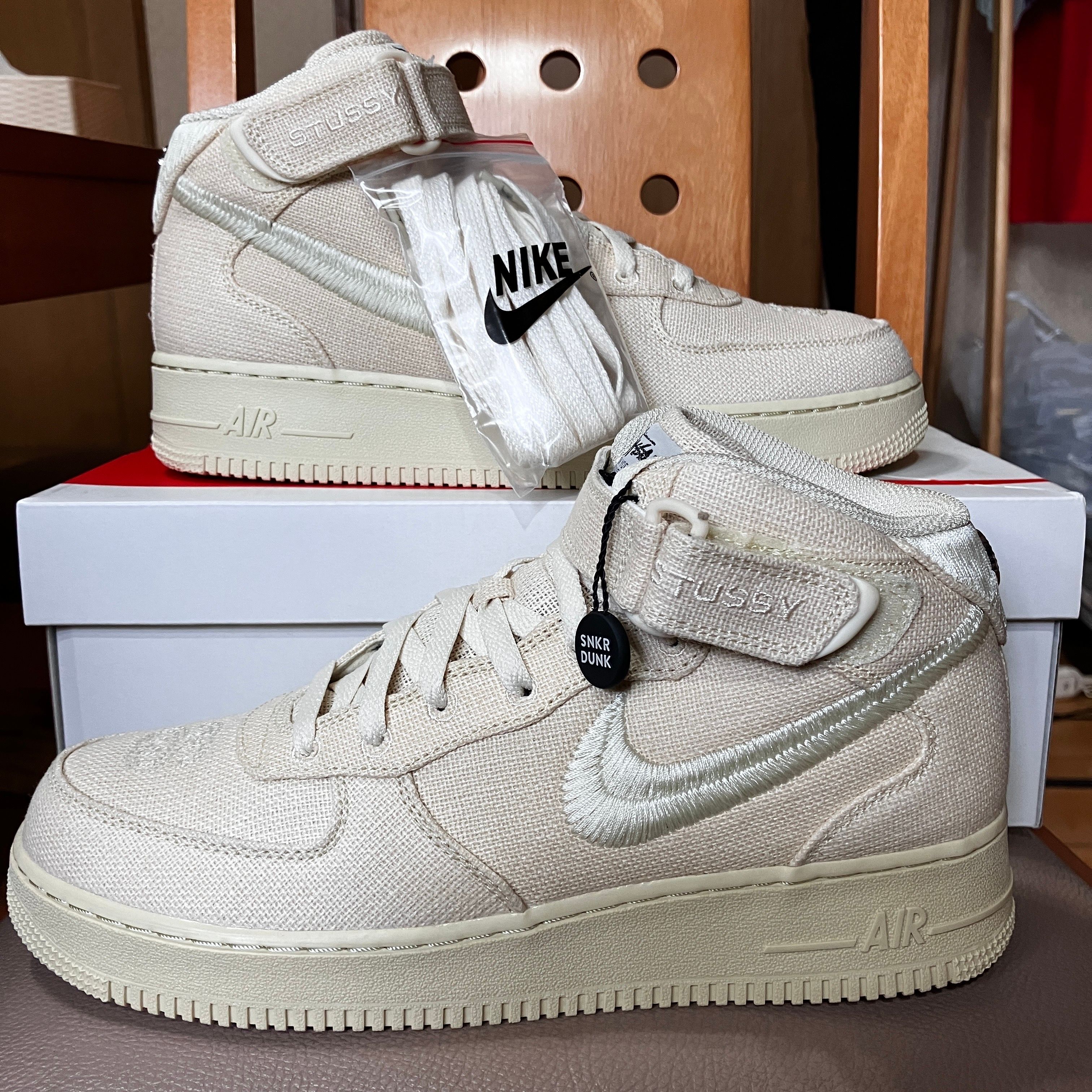 Stussy × Nike Air Force 1 Mid "Fossil Stone"