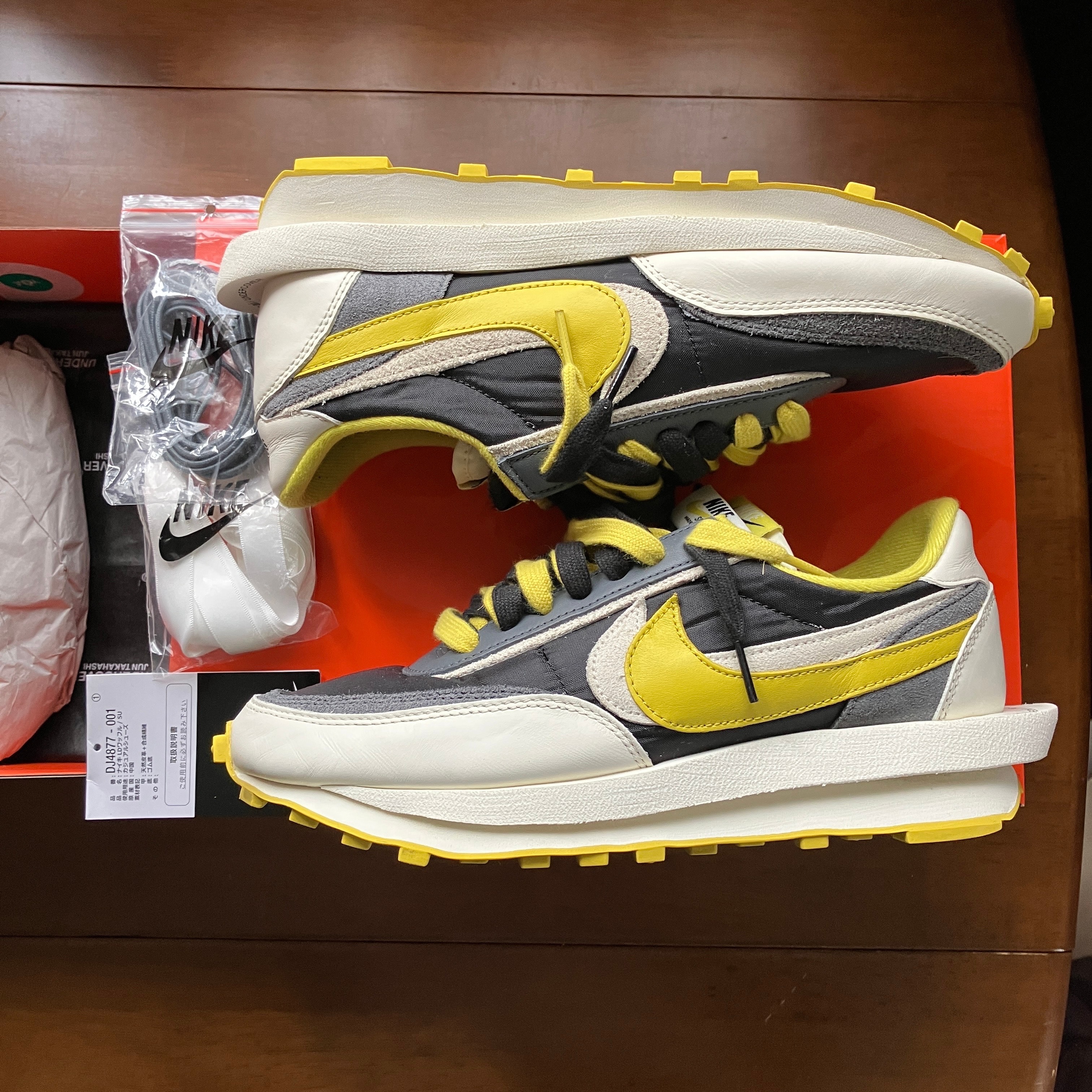 UNDERCOVER × sacai × Nike LD Waffle "Black/Sail-Dark Grey-Bright Citron"