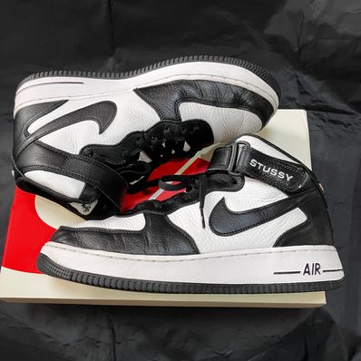 Stussy × Nike Air Force 1 Mid "Black and Light Bone"