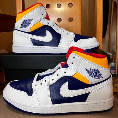 NIKE AIR JORDAN 1 MID "WHITE/NAVY/YELLOW"