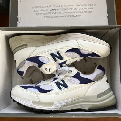 New Balance 992 Made in USA "White Navy"