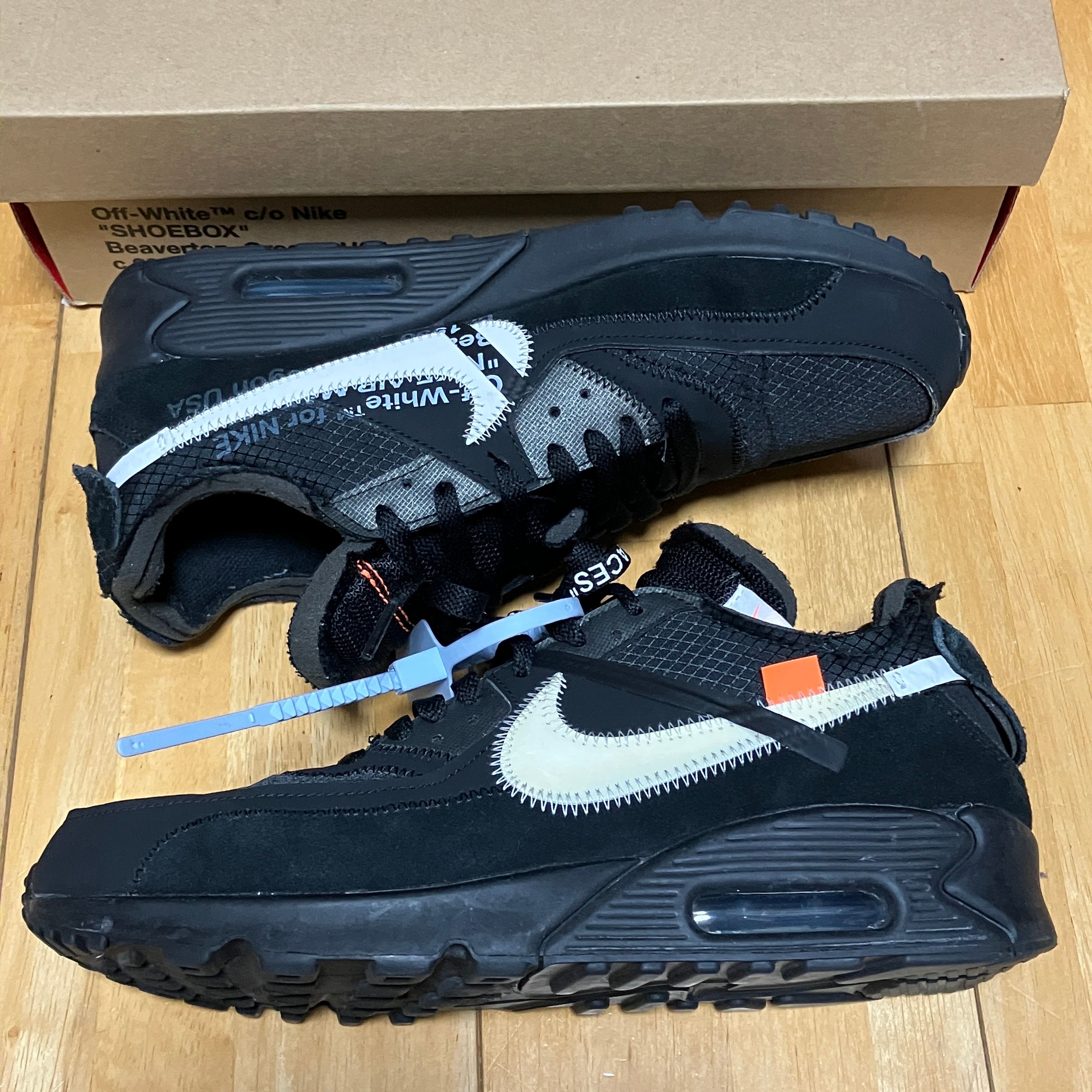 Off-White × Nike Air Max 90 "Black/Black-Cone-White"
