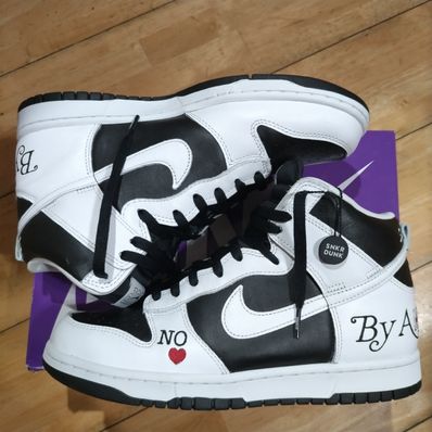 Supreme × Nike SB Dunk High By Any Means "White Black"