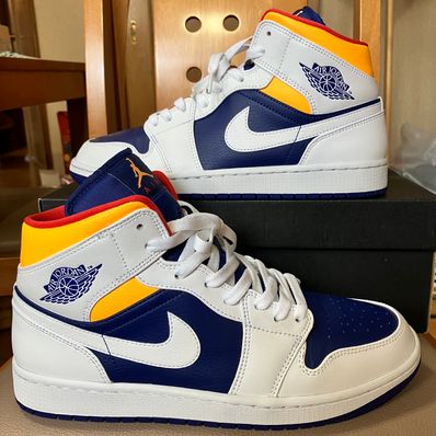 NIKE AIR JORDAN 1 MID "WHITE/NAVY/YELLOW"