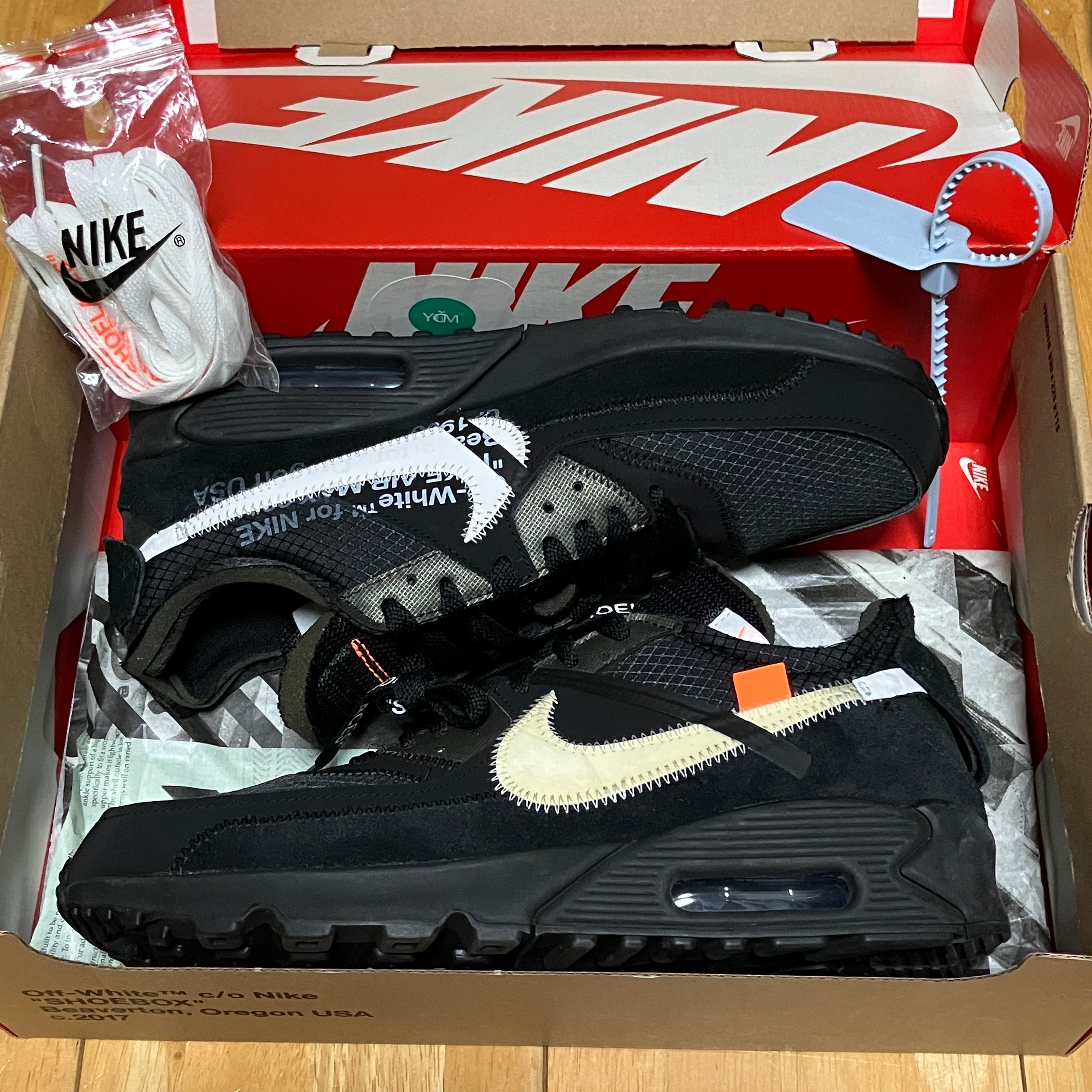 Off-White × Nike Air Max 90 "Black/Black-Cone-White"