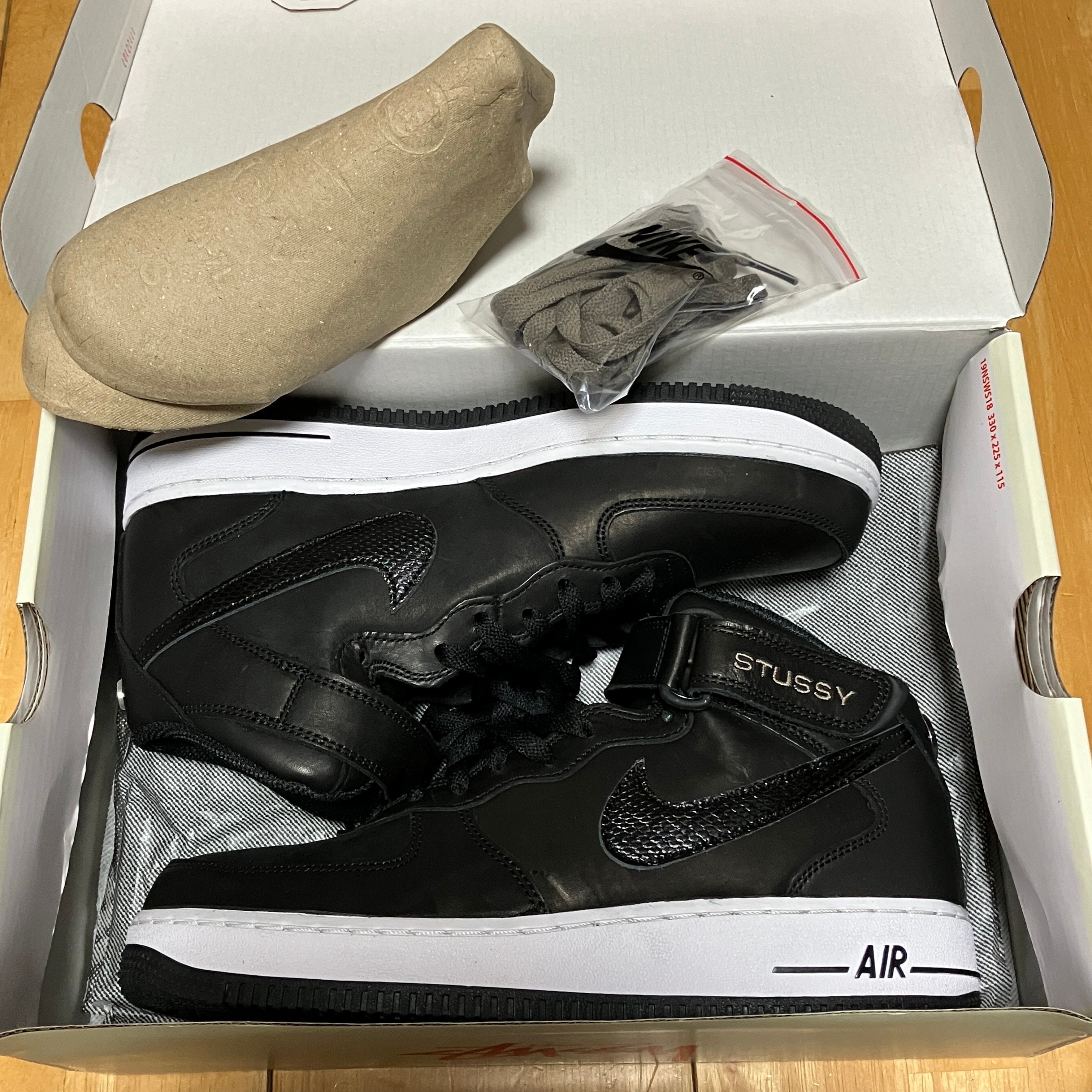 Stussy × Nike Air Force 1 Mid "Black/Black"