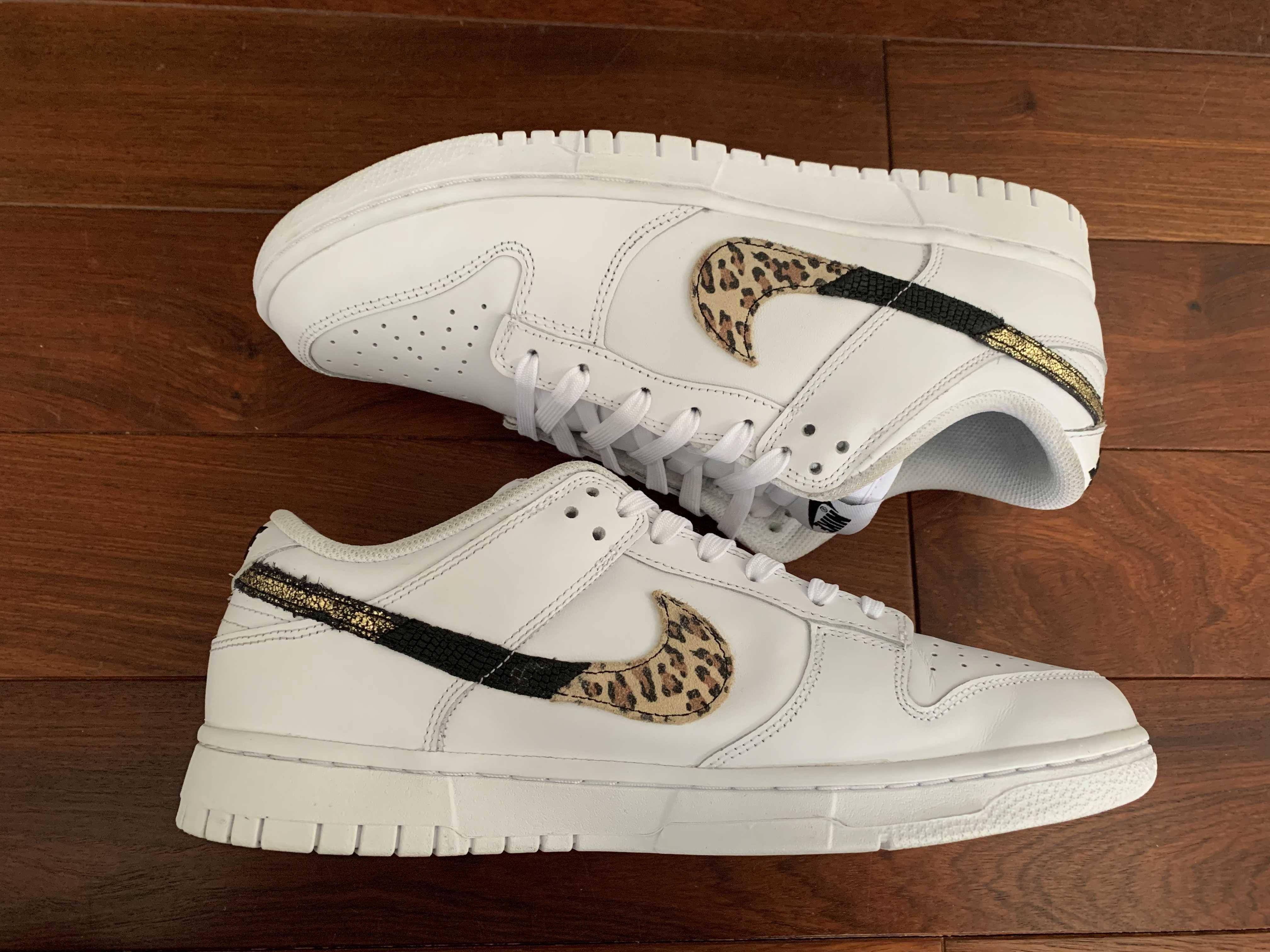 Nike Women's Dunk Low SE "White/Animal Swoosh/Safari"