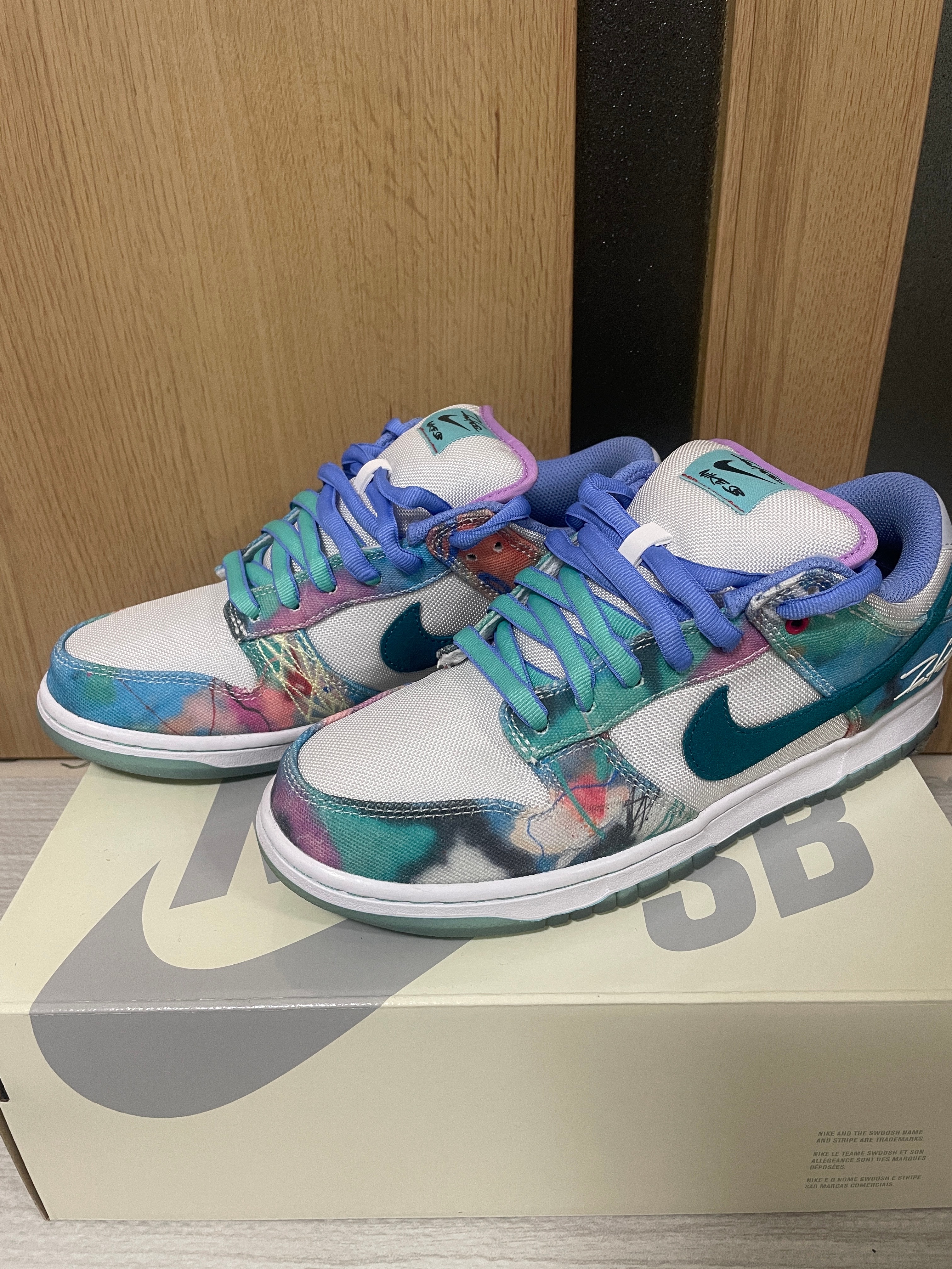Futura × Nike SB Dunk Low "White and Geode Teal"
