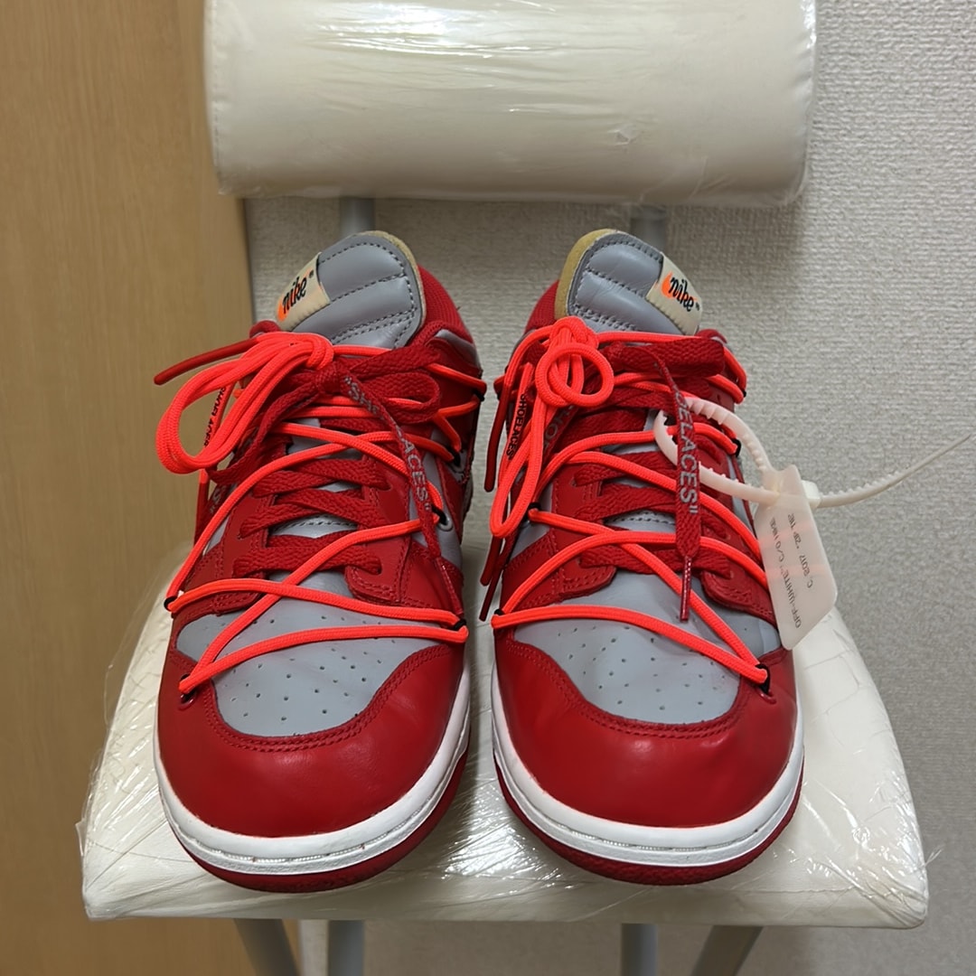 Off-White × Nike Dunk Low "University Red/Wolf Grey"