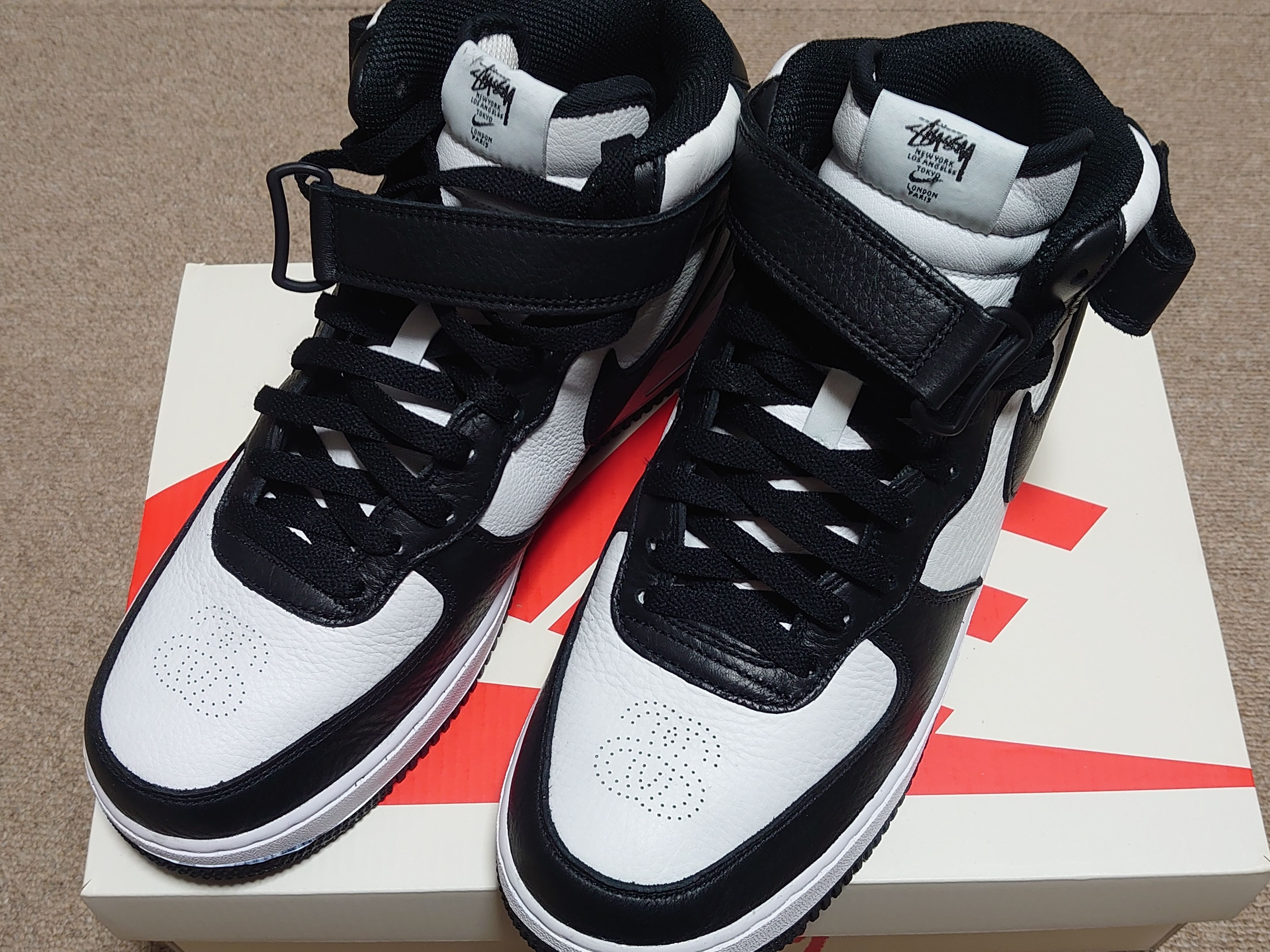 Stussy × Nike Air Force 1 Mid "Black and Light Bone"