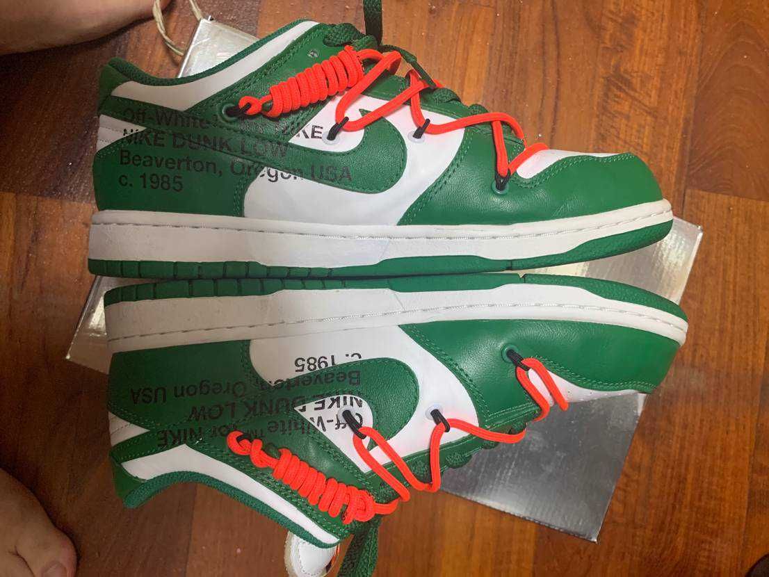 Off-White × Nike Dunk Low "White/Pine Green"
